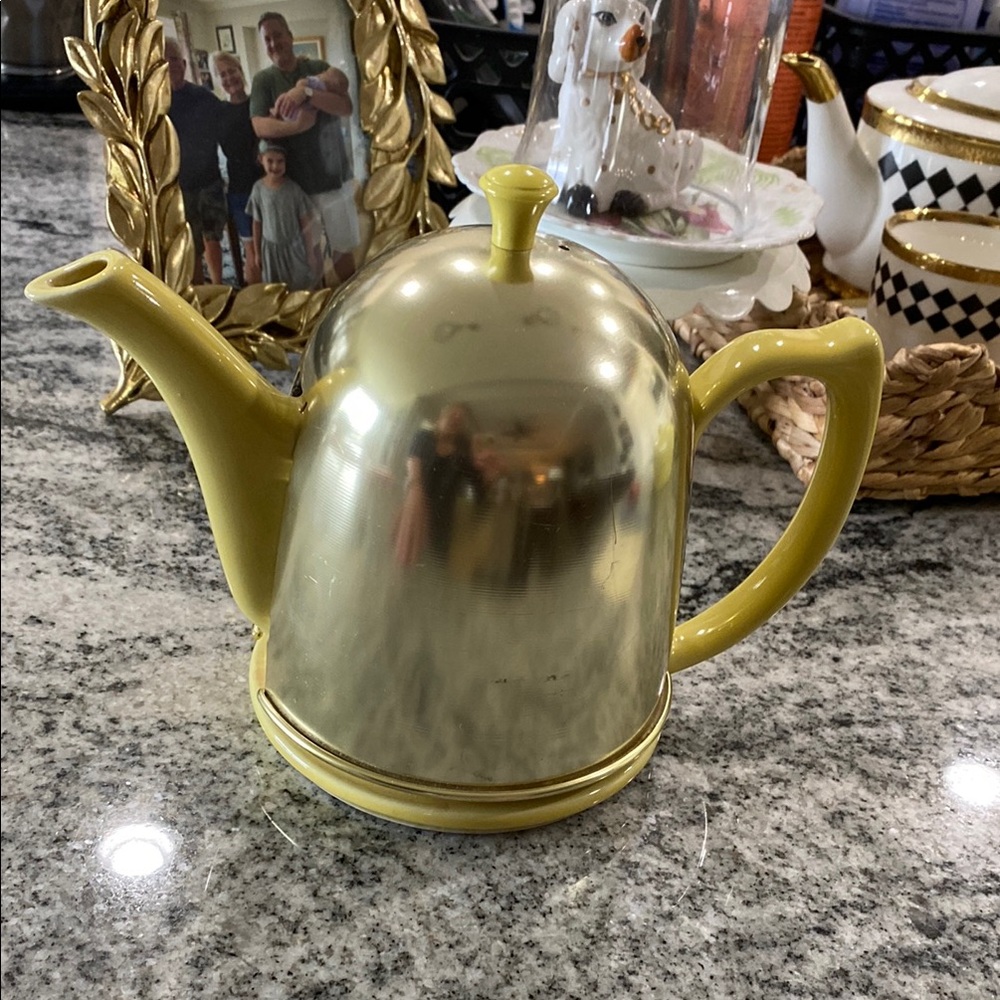 Vintage MCM Hall China Canary Yellow Teapot With Metal Cozy!